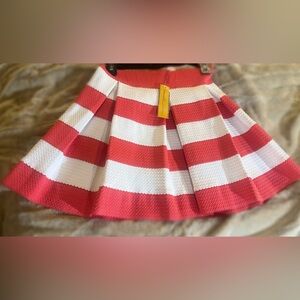 Red & white pleated skirt. New